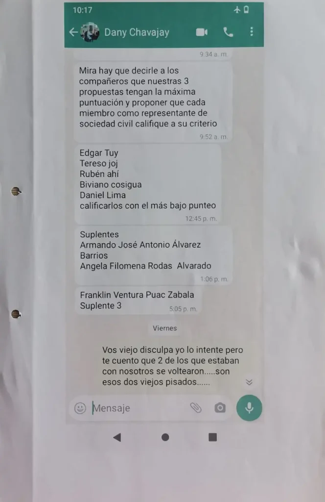 Whatsapps publicados por las autoridades indígenas de Daniel Chavajay