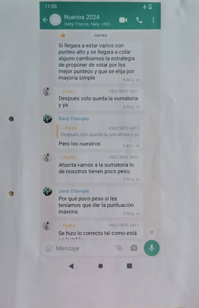 Whatsapps publicados por las autoridades indígenas de Daniel Chavajay