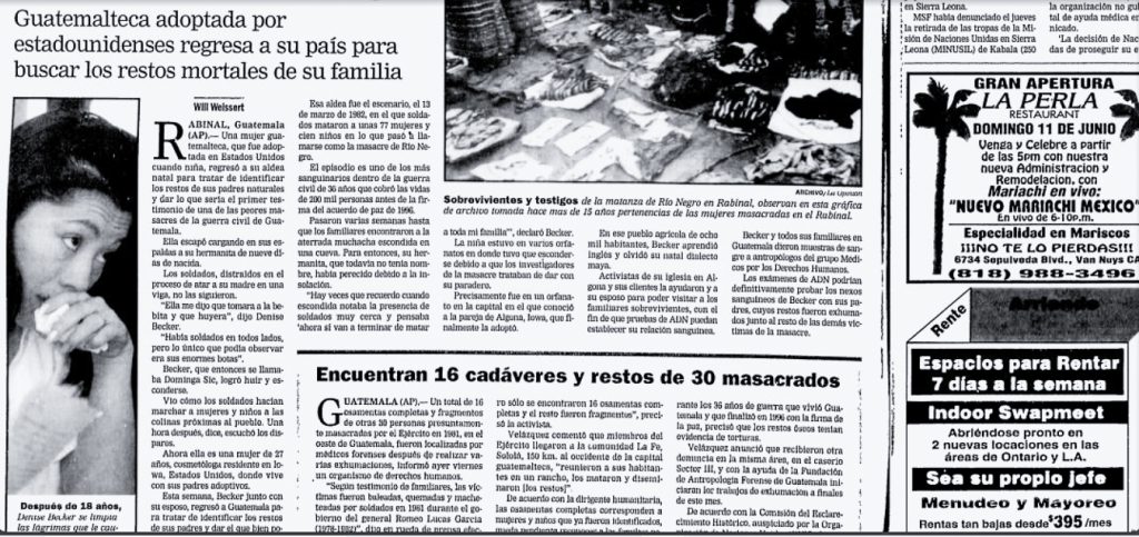 Dominga Sic, en una nota del diario La Opinión del 10 de junio de 2000.