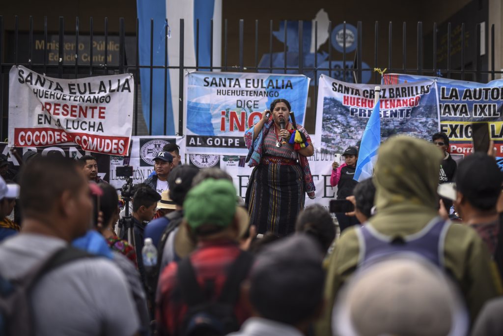 Arana Vicente, maya Poqomam,  fue integrante de la Alcaldía Indígena de Palín, Escuintla, y formó parte de las resistencias durante el #ParoNacional2023. Foto: Edwin Bercián