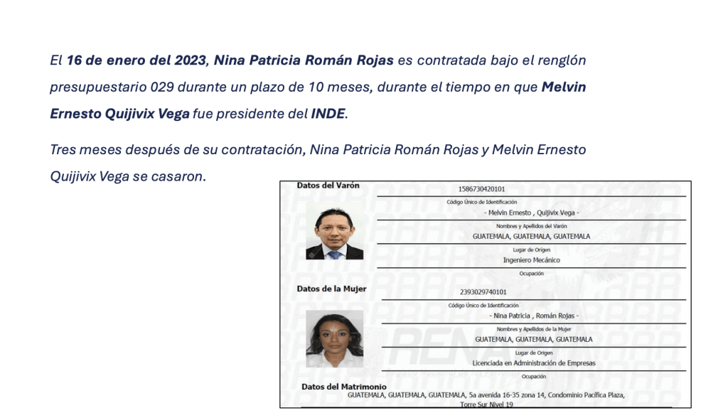 Acta de matrimonio entre Melvin Quinjivix y Nina PAtricia Román Rojas. 