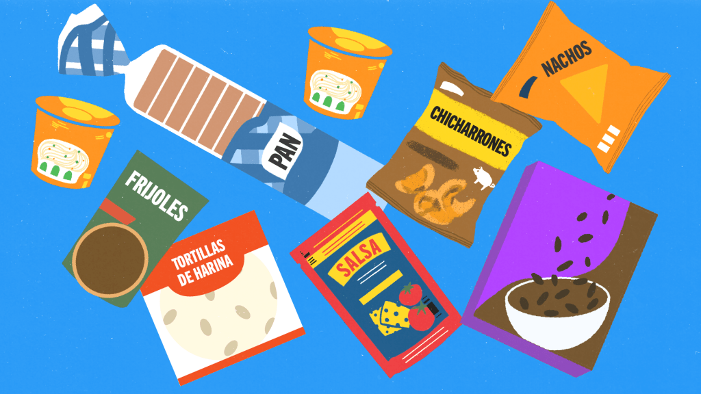 Las sopas instantáneas, salsitas o latas de frijoles son alguno de los ejemplos de alimentos con exceso en sodio. Este puede ocasionar a largo plazo hipertensión arterial o insuficiencia renal. Ilustración: Diego Orellana.