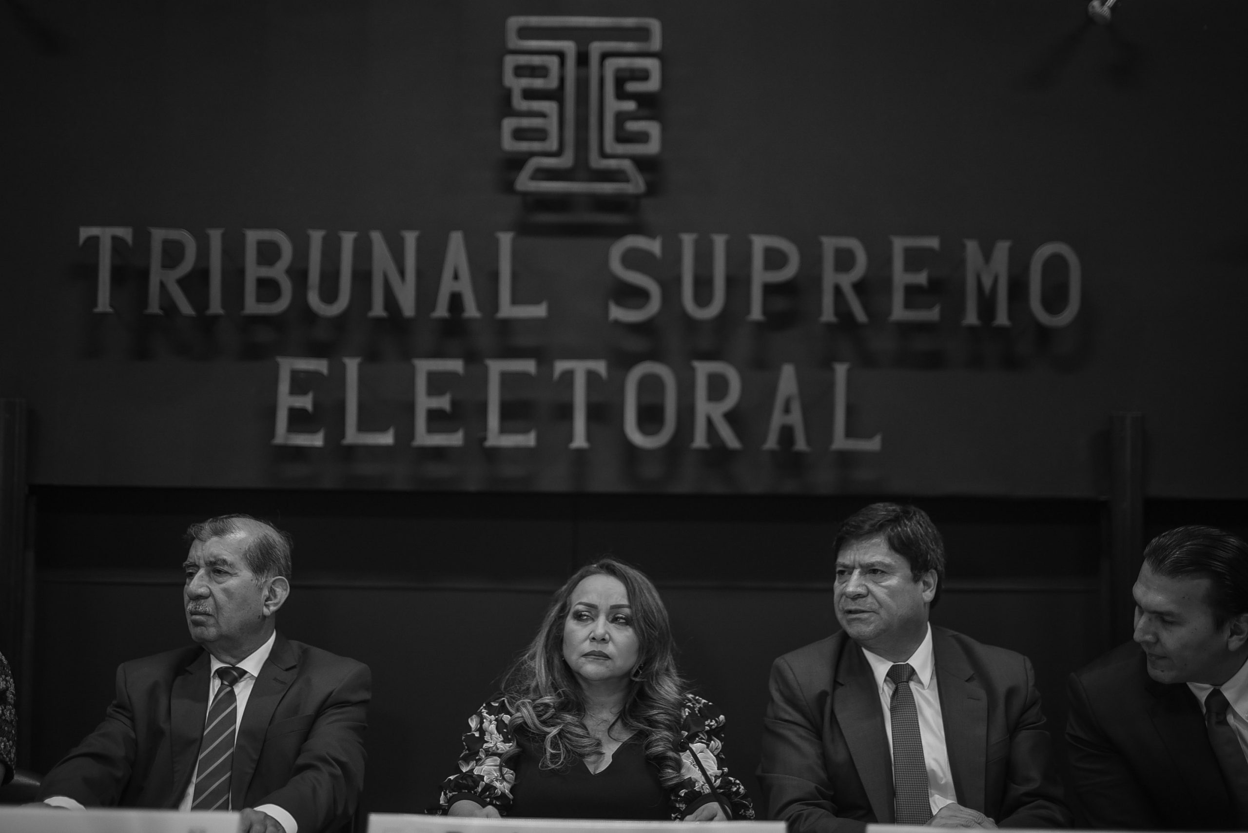 Los magistrados de Tribunal Supremo Electoral, Mynor Custodio, Irma Palencia, Ranulfo Rojas y Gabriel Aguilera durante una conferencia de prensa el 12 de julio de 2023. Foto/Edwin Bercián