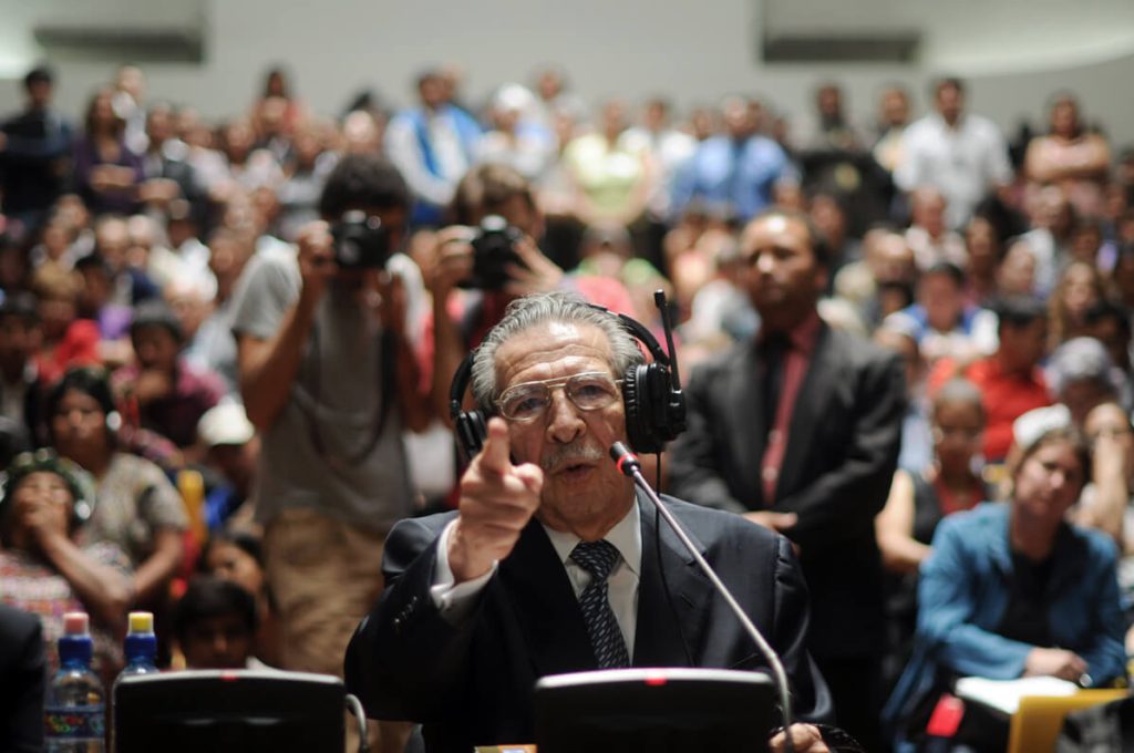El exdictador Efraín Ríos Montt durante su primer juicio por genocidio, en mayo de 2013. Foto: Sandra Sebastián / Plaza Pública.